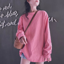 Cold bridesmaids customized men and women pure cotton inside lap pure color T-shirt casual 100 hitch foundation long sleeve blouses