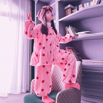 Cold bridesmaids custom autumn and winter girls baby gush small princess warm coral suede pyjamas in stay-at-home clothing