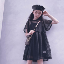 Cold Grand Lady Custom Girls Summer short sleeves Lie dress Elegant Veil Dress Girl Baby Skirt Parent-child