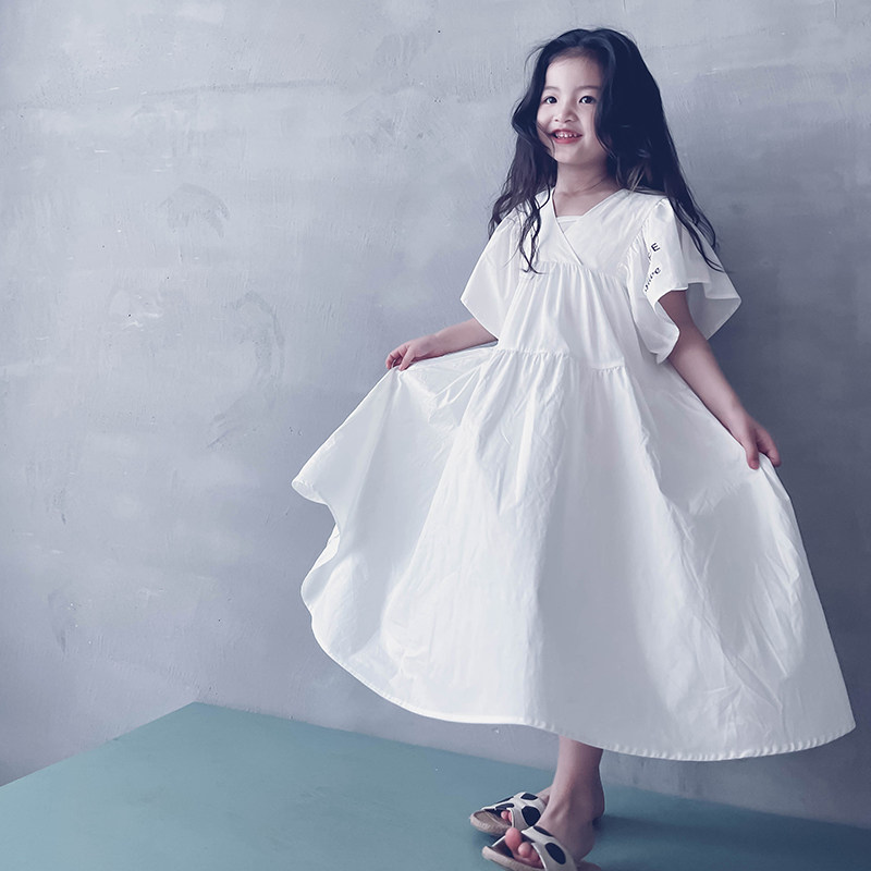 Cold Maiden custom girl white cotton holiday skirt elegant princess skirt beach travel dress paternity style