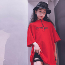 Cold bridesmaids customised men and women Childrens autumn winter high collar pure cotton short sleeves T-shirt loose sleeve head street dance to serve parent-child