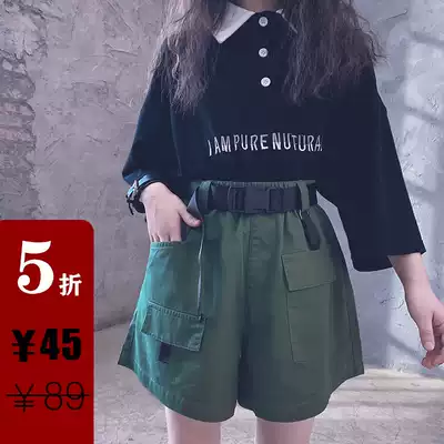 Aunt Leng customized men's and women's children's Hong Kong style casual overalls five-point pants loose shorts fashion trend brand pants parent-child models