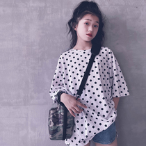 Cold bridesmaids custom men and women children summer pure cotton white polo dot short sleeve T-shirt casual 100 hitchhiking blouses