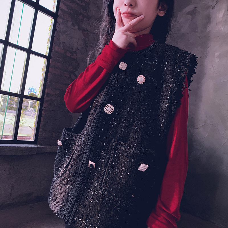 Cold bridesmaids customize the autumn winter new girl little balsamy wind waistcoat A retro 100 hitch a rough blouse and a baby