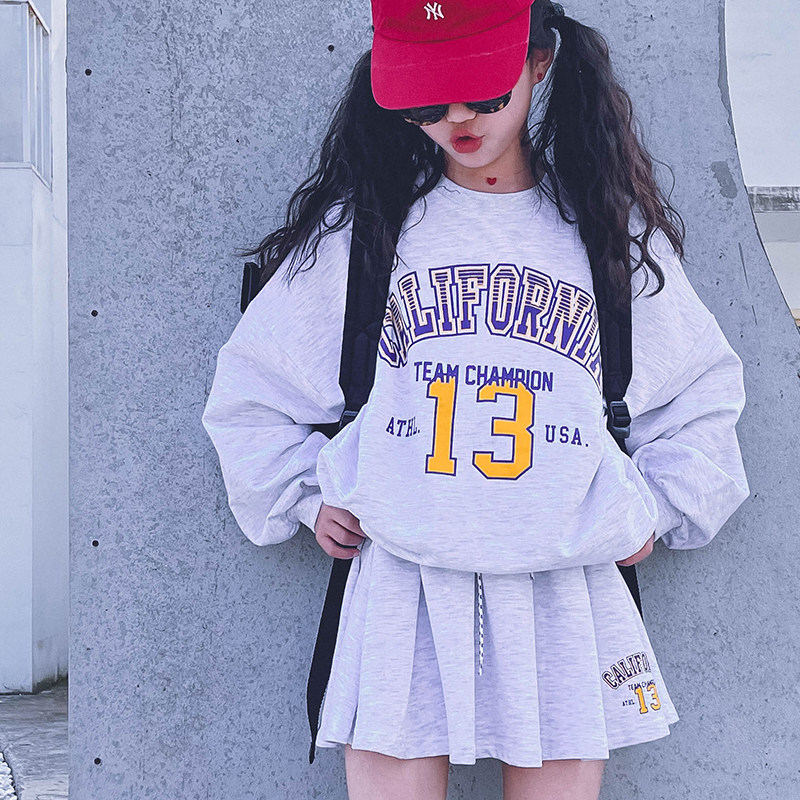 Cold Grand Lady Custom Girls pure cotton sweatpants thick cotton T suit children cheerleader Pleats Street Dance Performance Parenting