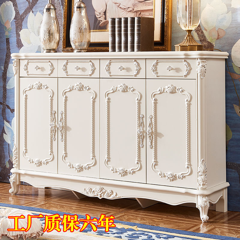 New European-Style Shoe Cabinet, White French-Style Living Room Lacquered Entryway Cabinet, Elevator Entrance Storage Cabinet, Home Balcony