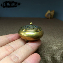 Small incense plug antique pure copper incense burner portable with mini pocket aromatherapy Tower incense line fragrance household tea ceremony copper incense seat