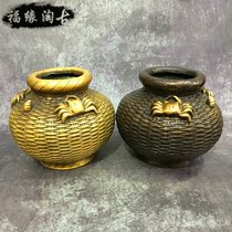 Pure copper gilt crab fish basket eight square to Cai Zuo creative home decorations Feng Shui Cai treasure basin ornaments