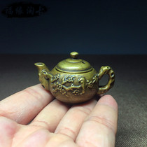 Antique bronze Mini small copper pot happy with eyebrows