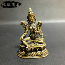 Retro pure bronze green mother Buddha statue ornaments with Vodoro Bodhisattva rescue eight difficult mother Tantric Nepal craft