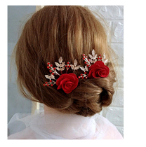 Hi mother-in-law flower head flower wedding hair hair headdress wedding with flower head clip mother jewelry rose red