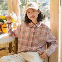  Xinjiang cotton shirt girls spring 2021 new Western style fashionable middle and large childrens casual plaid loose top 12 years old