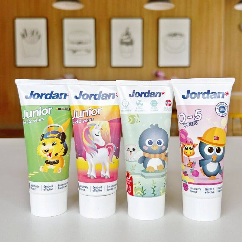 Norway imports Jordan infant children's baby toothpaste 0-1-2-3-4-5 years old strawberry flavored safety toothpaste