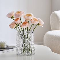 Mi Lifeng Things with wind living room flowers flower arrangement light extravagant and transparent water raising glass pendulum with high-grade sense glacier vase