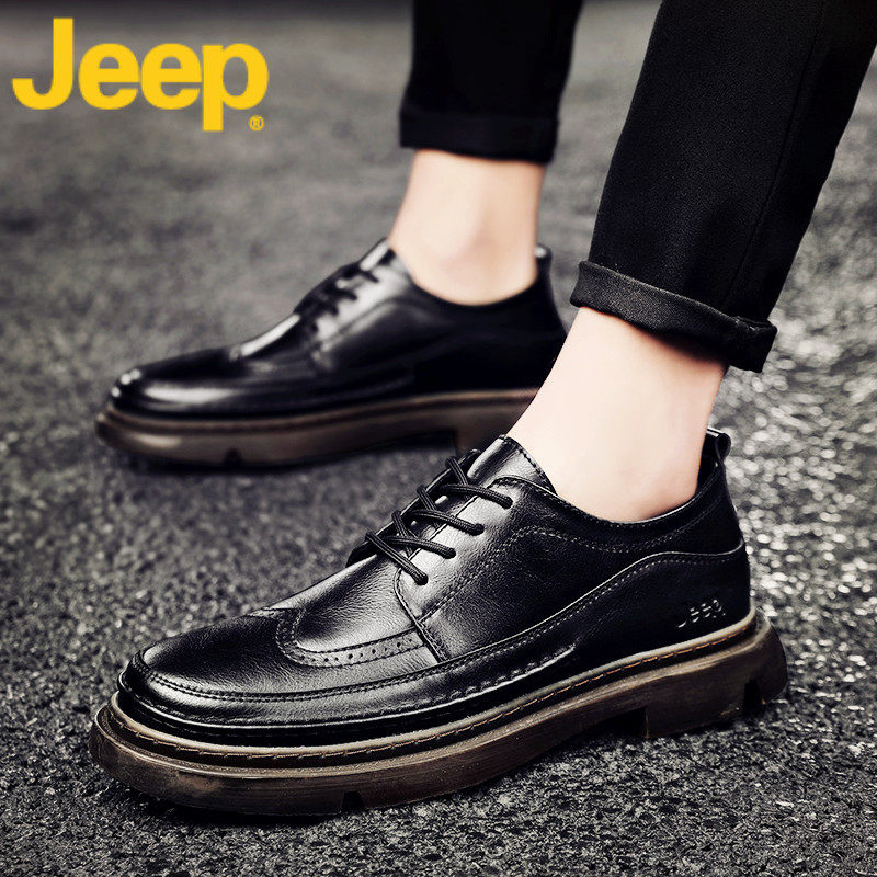 jeep jeep casual leather shoes men's business dress British leather shoes men's shoes autumn 2022 new trendy shoes