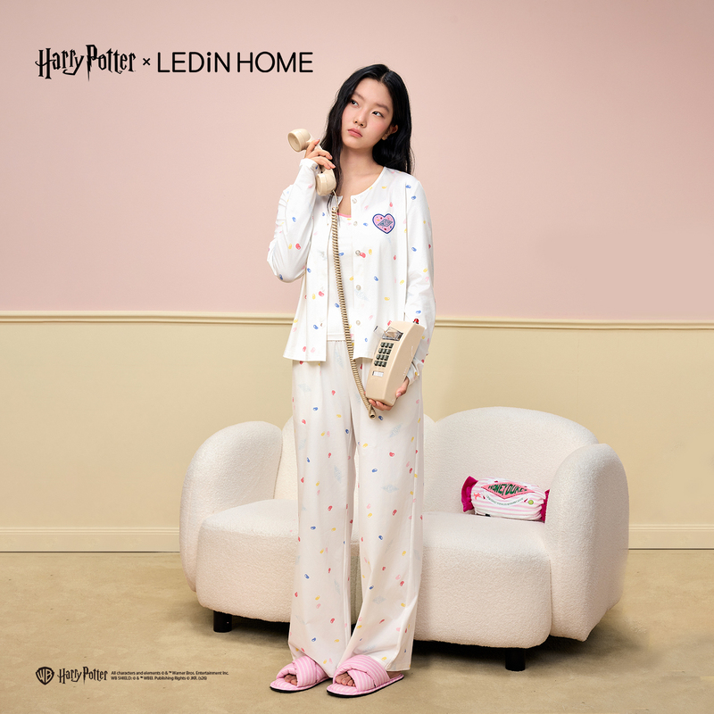 Leding New Pajama Set Harry Potter Three-Piece Set Multi-Piece Set Loungewear Women's Shirt Collar Long-Sleeve All-Over Print Leding New Pajama Set Harry Potter Three-Piece Set Multi-Piece Set Loungewear Women's Shirt Collar Long-Sleeve All-Over Print