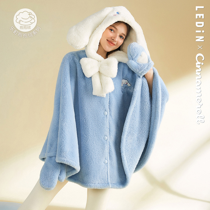 Lemachi Sanli Terns Joint Large Ear Dog Sleepwear Women's Cloister Winter Teen Girl Office God Instrumental with glove winter home clothes