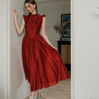 LKONE Fragrant Cherry French Retro Palace Style Heavy Industry Sleeveless Waist Design Dress Summer