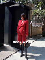 ROEYWANG heavy Vtg custom wool small fragrant tweed thick autumn winter woolen jacket set red