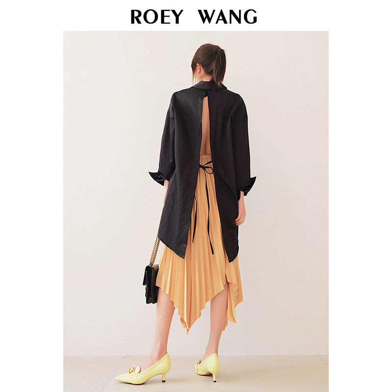ROEYWANG Fashion Han Edition Women's Leisure Renaissance Vintage Chic Design Sense Backward with hollowed shirt