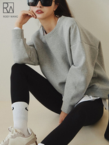 ROEYWANGbi into solid color basic autumn and winter thick space cotton Women 2020 new Korean loose sweater