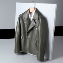 2021 autumn new first layer cowhide Haining leather leather jacket mens lapel jacket Harley locomotive leather jacket jacket