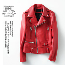 Autumn new leather locomotive leather jacket womens short Korean version of Slim Leather Jacket Womens sheep jacket tide