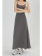 Linfanging Gray Micro-Elastic Dress Spring Versatile Loose A-Line Long Slip Dress Women's Casual Long Dress