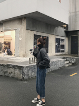 Fat sister 2020 new large size womens clothing loose fit crotch thigh thick pants wide leg jeans women are thin