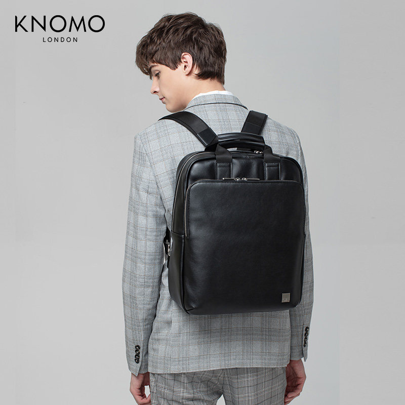KNOMO British tide brand portable document backpack business backpack men's business trip cowhide bag leather hidden shoulder strap