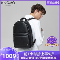 KNOMO cowhide backpack mens backpack 2021 new business leather 15 inch computer bag commuting bag