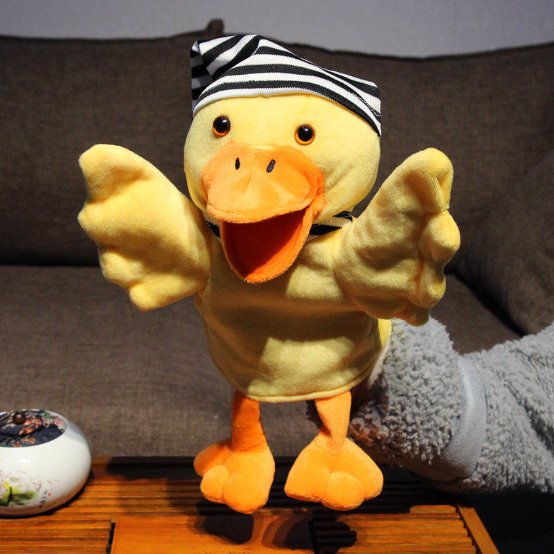 Cute parent-child children's performance animal gloves doll duck mouth can move plush ventriloquist hand puppet toy doll