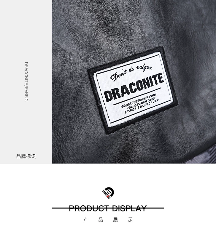 DRACONITE thương hiệu thủy triều khóa khóa túi đeo vai nam hình tam giác in vải Messenger Túi Han 12032A - Túi của con người