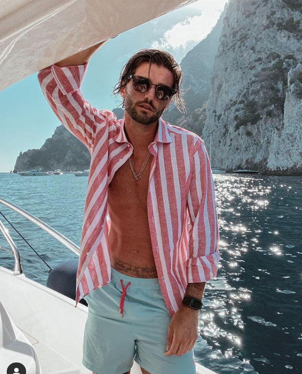 Spring, Summer, and Autumn New European and American Fashion Simple Tops and Jackets for Men, Casual and Comfortable Lapel Striped Beach Long-Sleeved Shirts