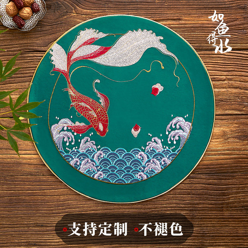 New Chinese table cushion Embroidered Vase Mat insulation G77 Western Dining Tray Mat smoking Ashtray Mat Tea Table Cup Mat