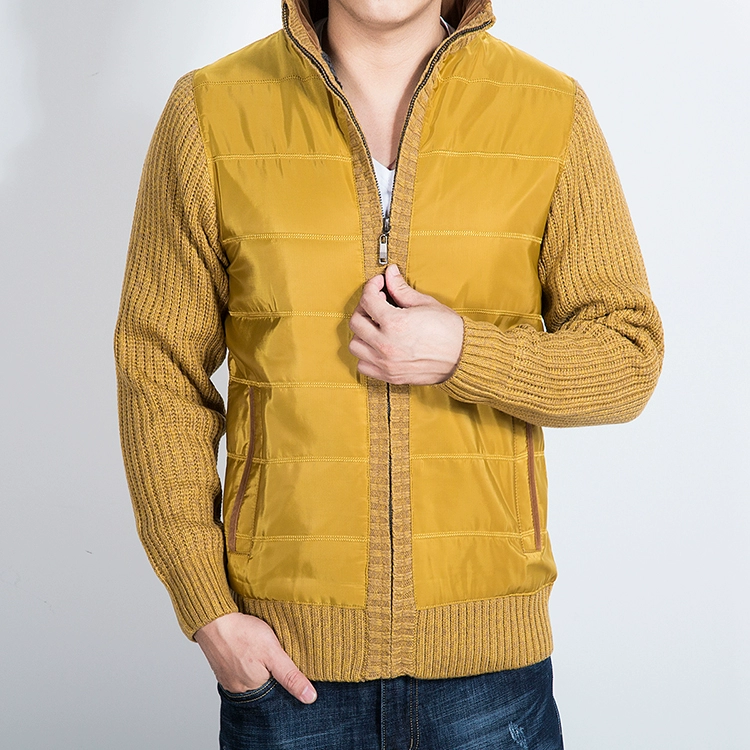Áo len nam mùa đông dày ấm áp dệt kim áo len cổ áo cộng với áo len nhung lỏng áo khoác giản dị