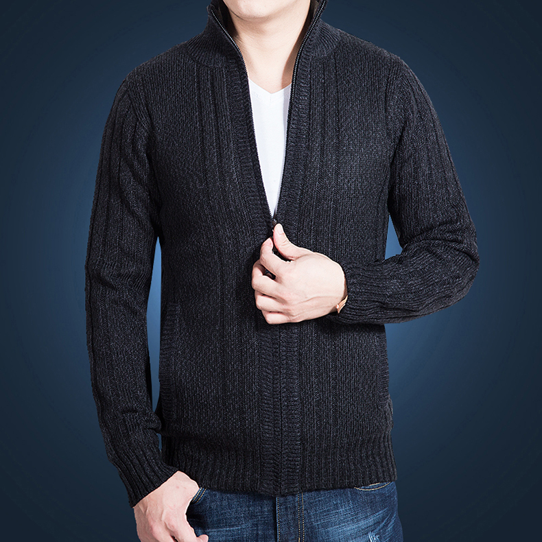 Áo len nam dày len áo len lỏng đan cộng với nhung ấm áp áo len trung niên cha áo len áo unisex