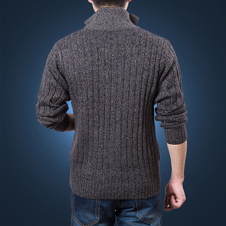Áo len nam dày len áo len lỏng đan cộng với nhung ấm áp áo len trung niên cha áo len áo unisex