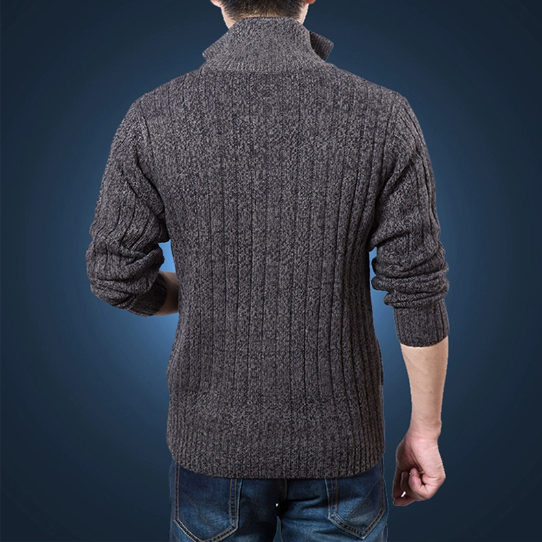 Áo len nam dày len áo len lỏng đan cộng với nhung ấm áp áo len trung niên cha áo len quần tây nam đẹp