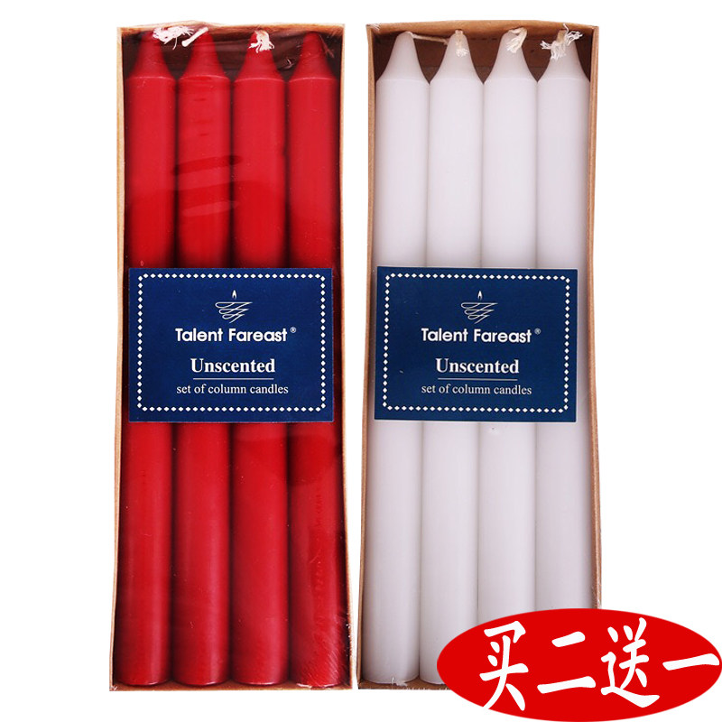 Red and white candle smoke-free household lighting Daily ordinary birthday red long pole Romantic wedding emergency hotel candle