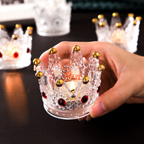 Glass Candlestick Crystal Crown romantic Candlestick creative desktop jewelry frame decoration accessories candlelight dinner props