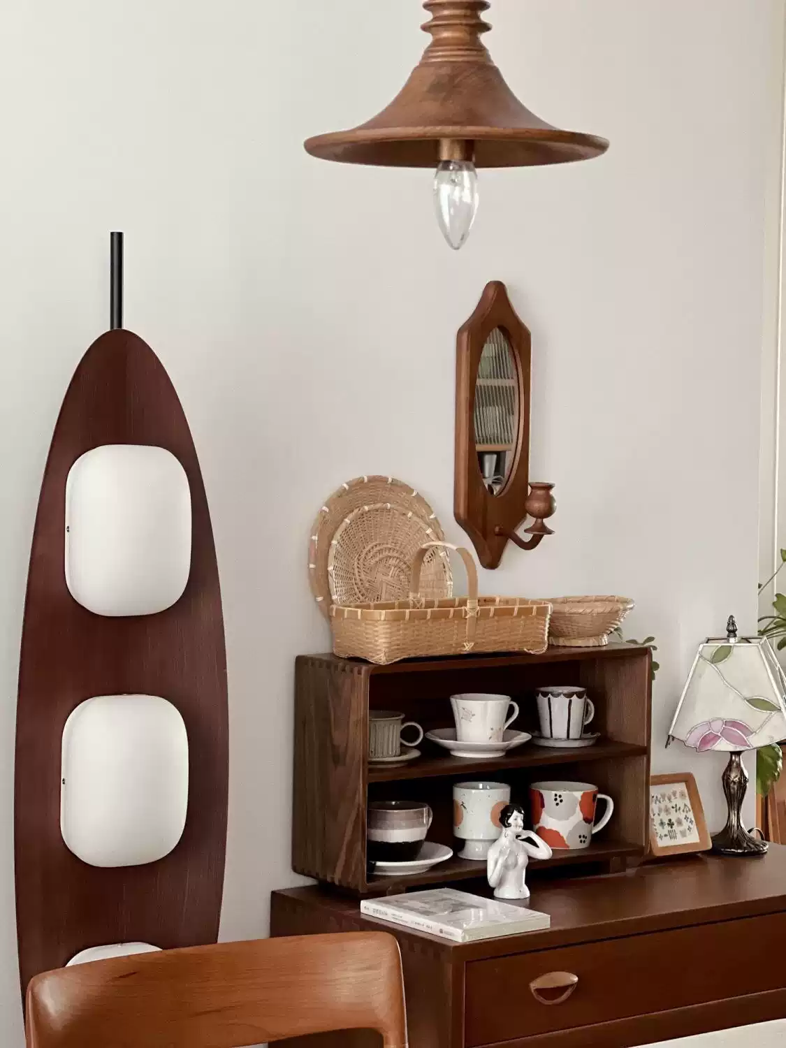 Ahouse•炭烧中式桐木茶桌茶室置物架杯架收纳架层板桌面收纳