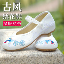 Spring and autumn Hanfu matching shoes womens ancient style shoes ancient costume Hanfu shoes womens increased wedge-heeled embroidered shoes retro womens shoes