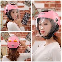 Mustang helmet womens lightweight four-season half helmet Electric car scooter wind shield warm collar Removable sunscreen helmet