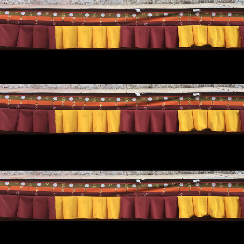 Tibetan Inlaid Cloth Tibetan Features Wall with Hata Concealed Red-fit yellow bicoloured doors and windows Top-up.