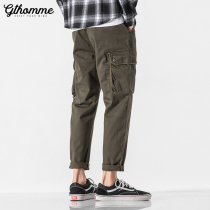 Autumn new mens overalls straight loose ins Tide brand pants mens wild black trend casual pants