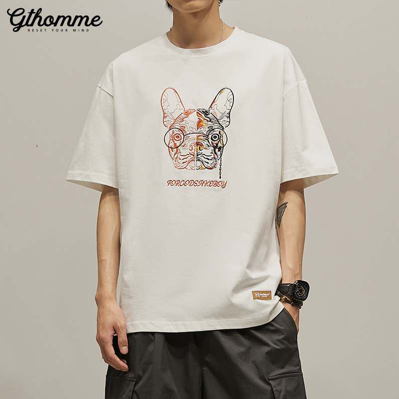 2021 summer new men's short sleeve t-shirt trend loose round neck clothes ins Tide brand casual half sleeve