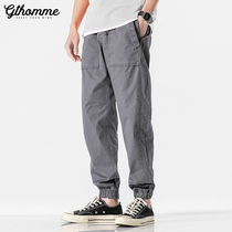 Autumn new mens overalls trend loose small feet Joker pants mens youth casual pants Tide brand