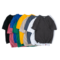 Summer new mens short sleeve loose round neck simple half sleeve trend ins solid color wild base shirt T-shirt