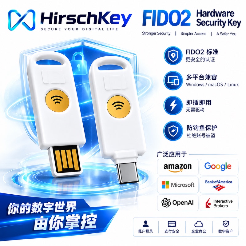 Hirsch Nfc Fido2 Security Key Japanese Company Eu Ios Computer USB Flash Drive Encryption Dongle Security Key
